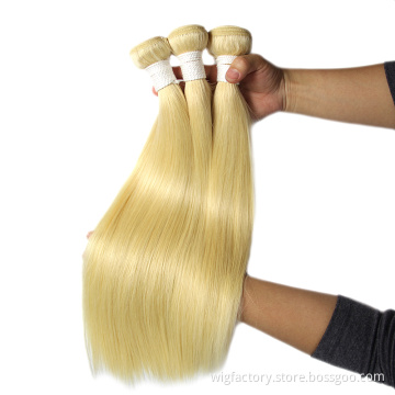 613 straight bundles with frontal Remy Hair,Honey Blonde colored human hair bundles